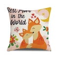 Linen Mother's Day pillow cover with fox illustration and Best Mom in the World text - Fox Warm Style (37)