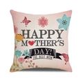 Close-up of linen fabric texture on Happy Mother's Day pillow cover with floral print - Flowers and Butterflies (7)