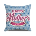 Funda de cojín de lino para el Día de la Madre con rosas azules y texto Happy Mother's Day - Guirnalda de Rosas Azules Estilo HAPPY Mother's DAY (1)