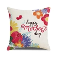 Detail of Happy Mother's Day floral linen pillowcase with vibrant heart and flower print - Red Sunflower Style (12)