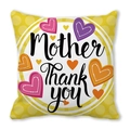 Yellow polka dot Mother Thank You pillow case with colorful heart pattern print - 18x18 Inch / Bright Yellow Thank You Mom Heart Style (14)