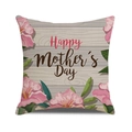 Detail of linen pillowcase with Happy Mother's Day text and floral art on wood texture - Wood Grain Flowers (20)