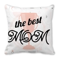 Peach skin pillowcase featuring a pink trophy silhouette and the best MOM text print - 18x18 Inch / White Background Pink Trophy Best Mom Style (22)