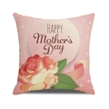 Detail of linen cushion cover featuring pink roses and Happy Mother's Day text design - Pink Orange Roses (22)
