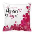 Square Happy Women's Day pillowcase with red flowers and heart designs on white fabric - White Women's Day Floral Heart (24) / 18x18 Inch