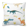 Peach skin throw pillow case featuring colorful cartoon dinosaurs on a white background - Cartoon Dinosaur And Plant Leaf (22)