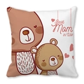 Kissenbezug aus Pfirsichhaut mit Bären-Illustration und Best Mom in World Aufdruck - Brauner Cartoon Bär Mutter Und Kind (22) / 45x45 cm