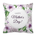 Square peach skin pillowcase with purple flowers and HAPPY Mother's Day text print - Realistic Purple Floral (21)