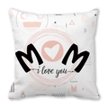 White peach skin pillow case with pink geometric MOM and i love you heart design - 18x18 Inch / White Background Large Black MOM Pink Geometric Style (23)