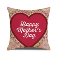 Linen square throw pillow with red heart and pink floral Happy Mother's Day design - Red Heart and Pink Rose Border Style (4602431833160)