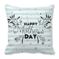 Fodera per cuscino a righe blu Happy Mother's Day con puntini decorativi - Happy Mother's Day a Strisce Blu e Bianche (21)