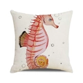 Watercolor seahorse decorative throw pillow cover in linen texture for sofa decor - Watercolor Seahorse Style 1 (1)