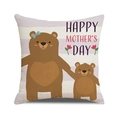 Linen Mother's Day cushion cover with purple stripes and cartoon bears print - Purple Stripe Cartoon Bear Style (3)