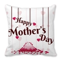 Square peach skin pillowcase with Happy Mother's Day text and red heart decorations - 18x18 Inch / Hanging Hearts Petals Style (22)