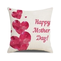 Linen Happy Mother's Day pillowcase with red crystal heart and cursive text - Gemstone Red Heart Style (4602431833161)