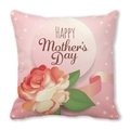 Housse de coussin Fête des Mères avec roses roses et rubans sur peau de pêche à pois - 45x45 cm / Style Roses à Ruban (22)