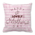 Federa per cuscino Festa della Mamma a righe rosa con stampa floreale Happy & Lovely - Silhouette di Fogliame a Strisce Rosa e Bianche (22)