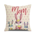 Linen Mother's Day pillowcase with pink polka dots, cartoon bunnies and Mom text - Pink Polka Dot Cartoon Rabbit Mom Style (4)