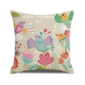Leinen Kissenhülle zum Muttertag mit bunten Vögeln und Happy Mother's Day Text - Vögel und Blumen (1)