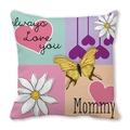 Federa per cuscino festa della mamma in pelle di pesca con cuori e fiori Mommy - Stile Patchwork Farfalla Margherita (5)