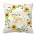 Peach skin pillowcase featuring sunflower wreath and Happy Mother's Day text design - Yellow Striped Sunflower (23)