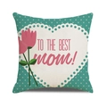 Linen Mother's Day pillow cover with green polka dots and Best Mom heart design - Green White Polka Dot Heart Style (4602431833162)