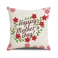Leinen-Kissenhülle zum Muttertag mit rotem Blumendruck Happy Mother's Day - Roter Blumenkranz (2)