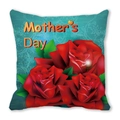 Peach skin pillowcase featuring red roses and Mother's Day text on green background - Teal Pattern Triple Red Rose (27) / 18x18 Inch