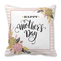 Federa quadrata per la festa della mamma con strisce rosa e motivo floreale Happy Mother's Day - Stile Floreale a Righe Rosa (6)