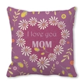 Purple square peach skin pillowcase with floral heart and I love you MOM text - 18x18 Inch / Purple Heart Daisy Style (26)