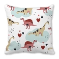 Niedlicher Kissenbezug mit Dinosaurier-Motiv aus weichem Pfirsichhaut-Stoff für Kinder - Rosa Beige Farbillustration Dinosaurier Kindlicher Stil (24)