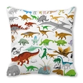 White peach skin pillowcase with colorful cartoon dinosaur pattern for kids room - White Encyclopedia Illustration (24)