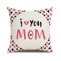 Linen Mother's Day pillow cover with 'I Love You Mom' text and pink floral hearts - Heart Floral i love you MOM Style (6)