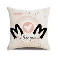 Linen mother's day pillowcase with black MOM lettering and pink heart design - Beige Black Large MOM Pink Small Hearts Style (23)