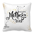 White Mother's Day peach skin pillowcase with Happy Mother's Day text and gold hearts - 18x18 Inch / Black Typography Gold Heart Style (24)