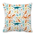 Peach skin square pillowcase with cute cartoon dinosaurs and colorful botanical prints - Dinosaur And Plant Pattern (25)