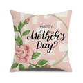 Linen Mother's Day pillow cover with pink watercolor roses and Happy Mother's Day text - Light Pink Base Watercolor Rose (Style 25)