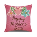 Linen cushion cover with pink floral pattern and Happy Mother's Day text - Pink Polka Dot Hand-painted Style Floral (23)