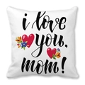 White peach skin pillowcase featuring black i love you mom text and colorful flowers - 18x18 Inch / White Background Black Cursive I Love You Mom Style (27)