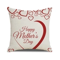 Linen Mother's Day pillow cover with red hearts and Happy Mother's Day script design - Red Half Heart and Heart Group Style (4602431833164)