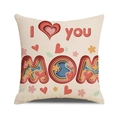 Leinen-Kissenbezug zum Muttertag mit buntem I Love You MOM Papierschnitt-Design - Scherenschnitt Herz (4)