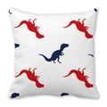 Square peach skin pillowcase featuring red and blue dinosaur silhouette patterns - Red And Blue Dinosaur Silhouette (26)