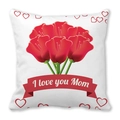 Square peach skin pillowcase with I love you Mom text and red tulips pattern - White Red Tulip Bouquet (29) / 18x18 Inch