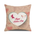 Pink linen Mother's Day pillow cover with heart patterns and Happy Mother's Day print - Nude Pink Heart and Butterfly Style (4602431833165)