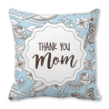 Federa azzurra con motivi floreali marroni e testo Thank You Mom per la festa della mamma - Stile Rosa Disegnata a Mano Blu Chiaro (8)