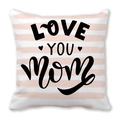 Peach skin pillowcase featuring pink brush strokes and black Love You Mom lettering - 18x18 Inch / White Background Pink Stroke Love You Mom Style (28)