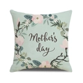 Linen Mother's Day pillow cover featuring a floral wreath design on a light teal background - Light Cyan Base Round Wreath (Style 27)