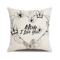 Federa in lino con stampa floreale a cuore Mom I Love You per la festa della mamma - Stile Farfalla Grappolo Di Fiori Cuore (23)