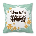 Federa verde menta World's Best Mom con cuore bianco e cornice decorativa floreale - Foglia Verde Menta World's Best Mom (26)