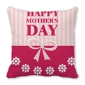Pink striped Mother's Day pillowcase with bow and Happy Mother's Day floral design - Pink White Stripe Bow (30) / 18x18 Inch